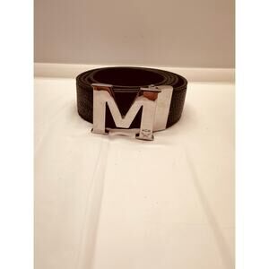 MCM Adjustable Reversible Black/Silver Belt with Silver Buckle 51" Long